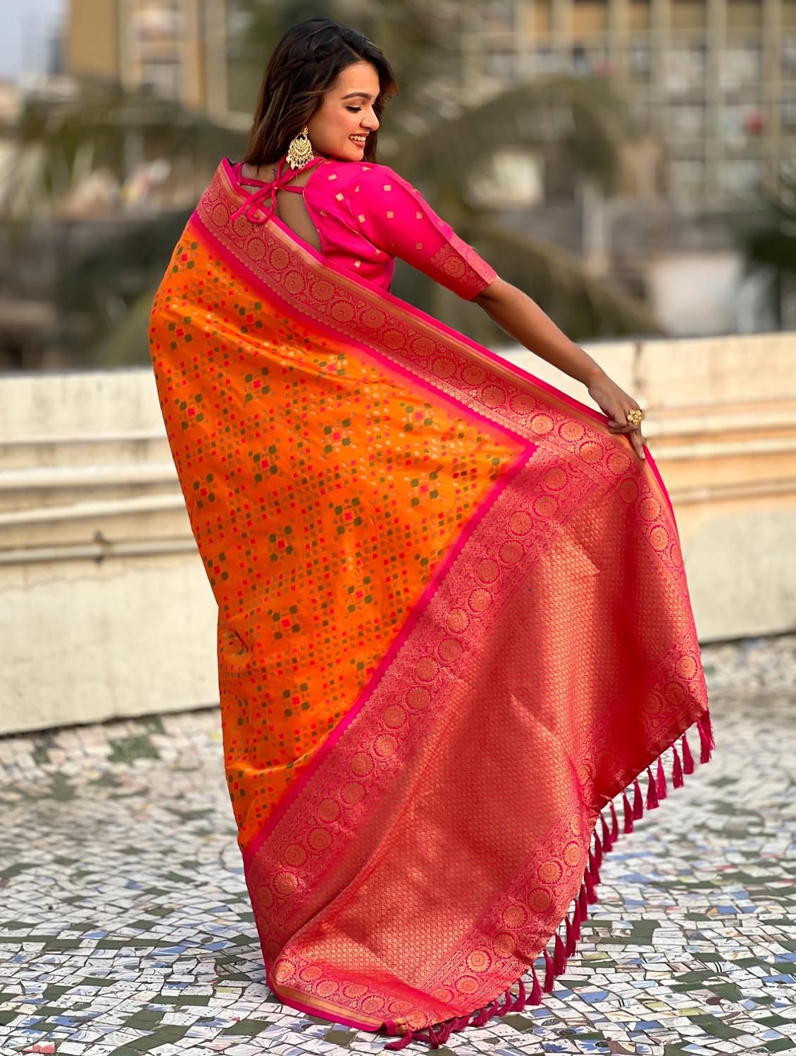 women self design patola saree with blouse - 21968792 - Standard Image - 2