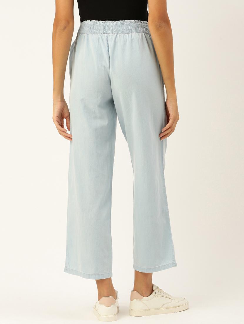 women solid high rise straight fit trouser - 21968815 - Standard Image - 2