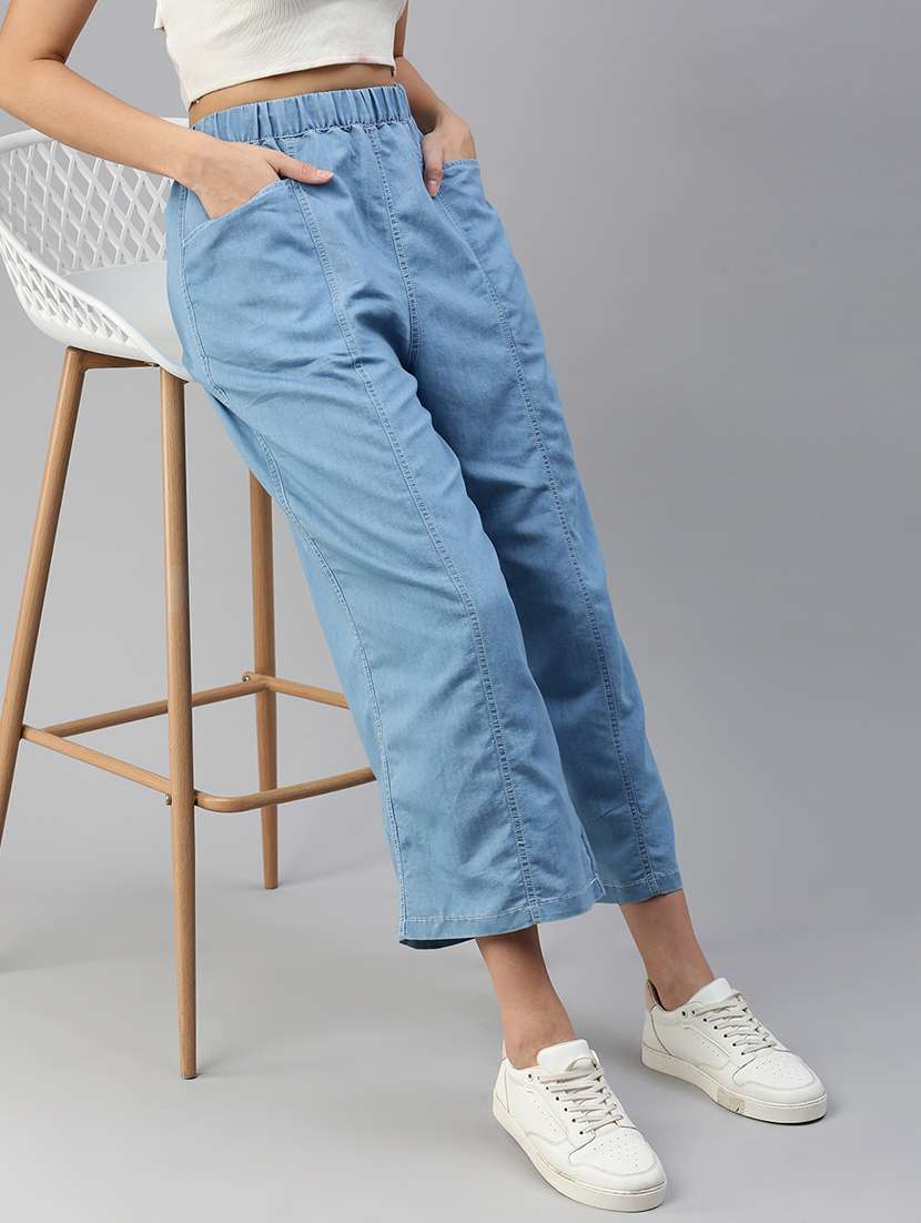 blue cotton trousers - 21968816 - Zoom Image - 0