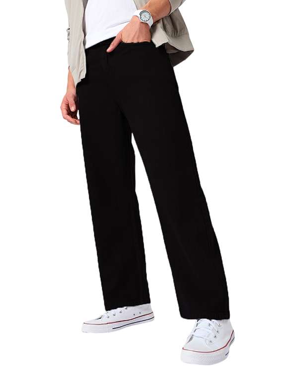 men solid mid rise straight fit jean