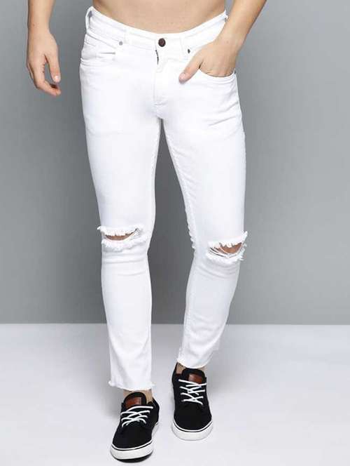 men solid slash knee mid rise slim fit jean - 21968961 -  Standard Image - 0
