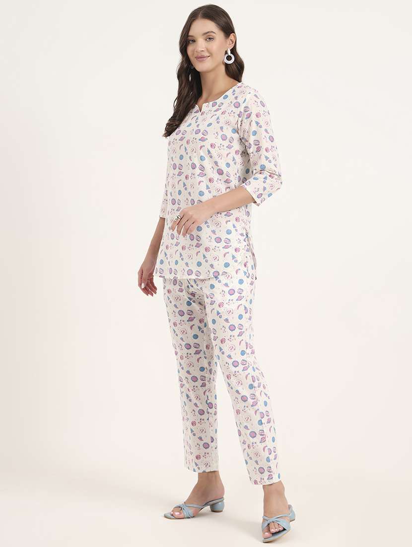 women printed notch neck co-ord set - 21969116 - Standard Image - 2