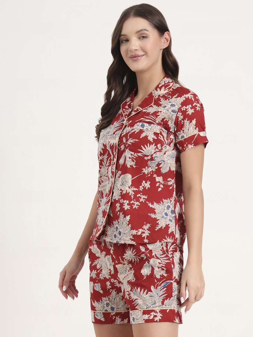 women printed nightwear shorts set - 21969120 - Standard Image - 2