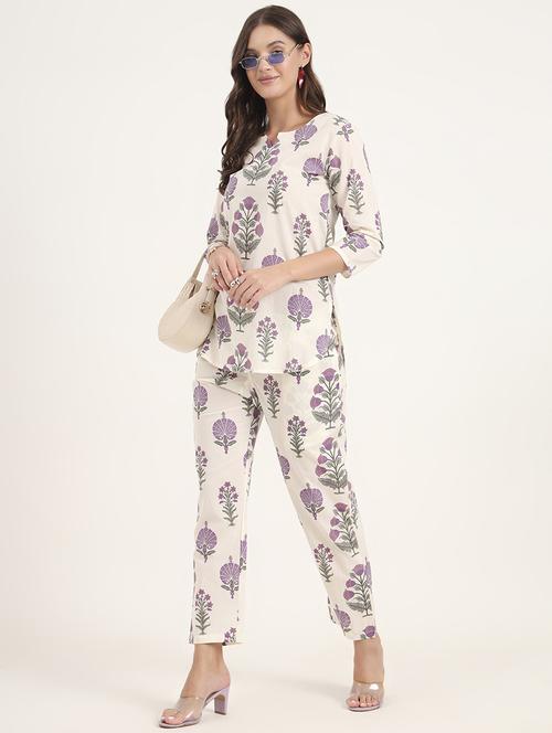 women printed notch neck co-ord set - 21969124 -  Standard Image - 0