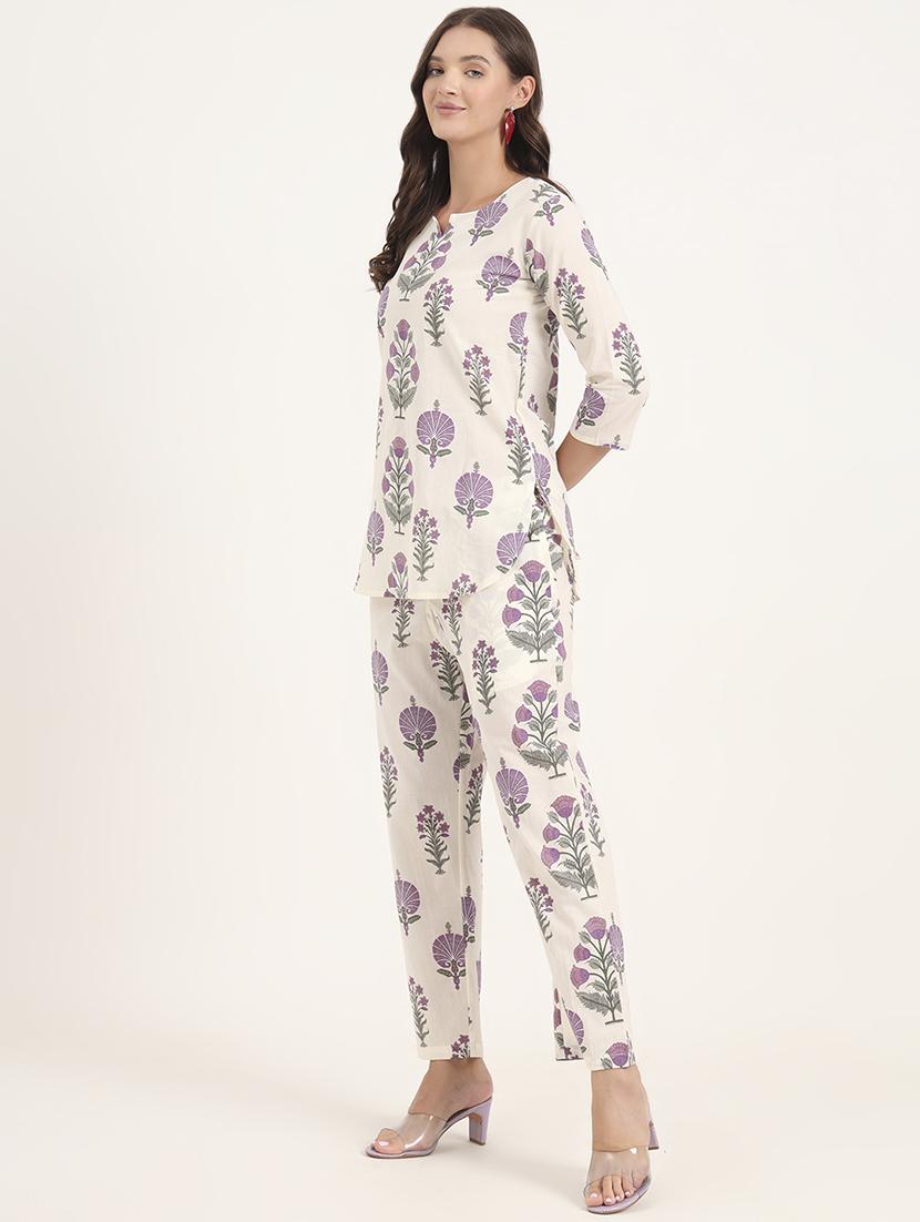 women printed notch neck co-ord set - 21969124 - Standard Image - 2