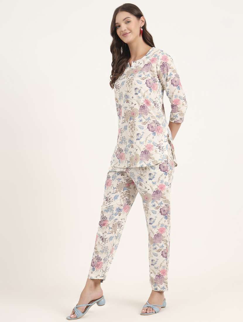 women printed notch neck co-ord set - 21969125 -  Standard Image - 2