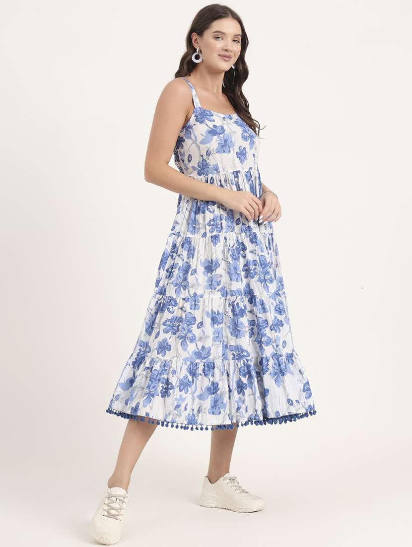 womne floral print shoulder strap tiered dress - 21969157 - Standard Image - 2