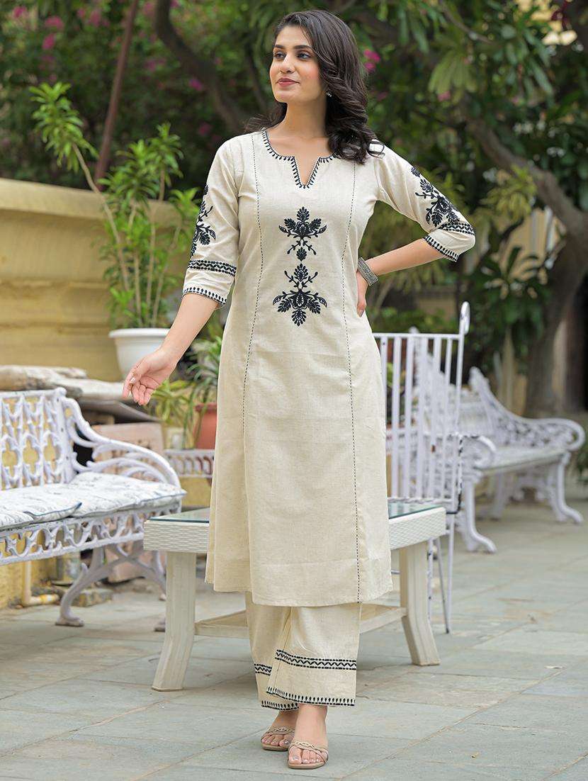women three quarter sleeve kurta palazzo set - 21969212 -  Standard Image - 2