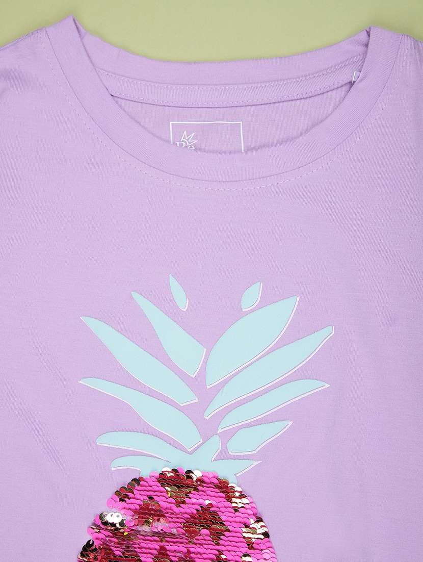 girls solid with work round neck tee - 21969280 -  Standard Image - 2