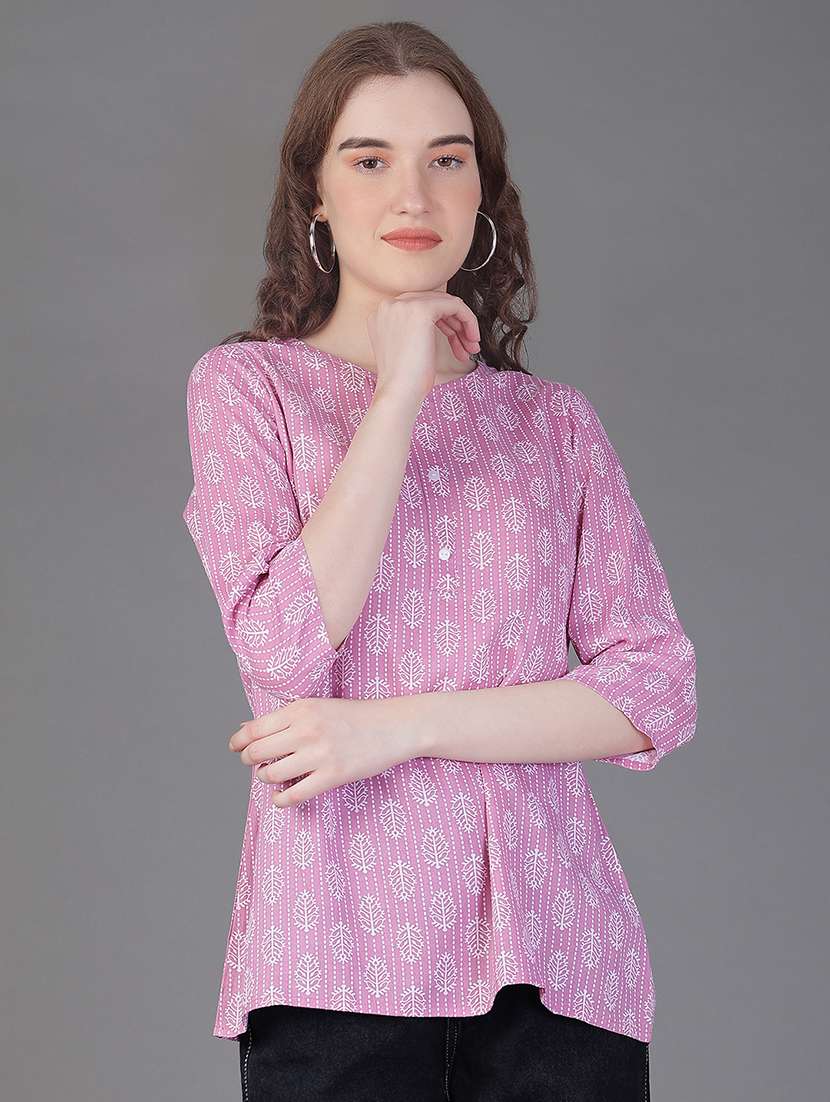 women printed three quarter sleeve kurti - 21969554 -  Standard Image - 2