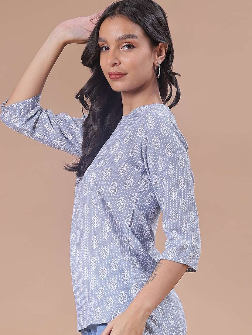 women printed three quarter sleeve kurti - 21969555 -  Standard Image - 2