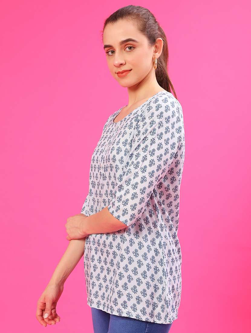 women printed three quarter sleeve kurti - 21969620 -  Standard Image - 2