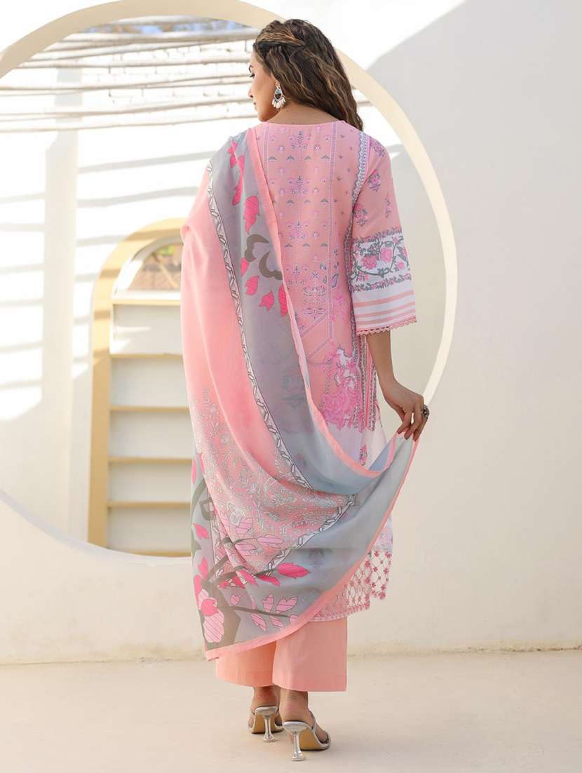 women three quarter sleeve kurta pant with dupatta set - 21969631 - Standard Image - 2