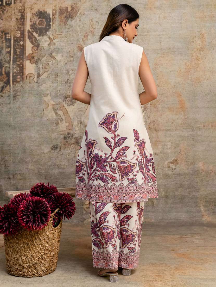 women floral printed sleeveless kurta pant set - 21969691 - Standard Image - 2