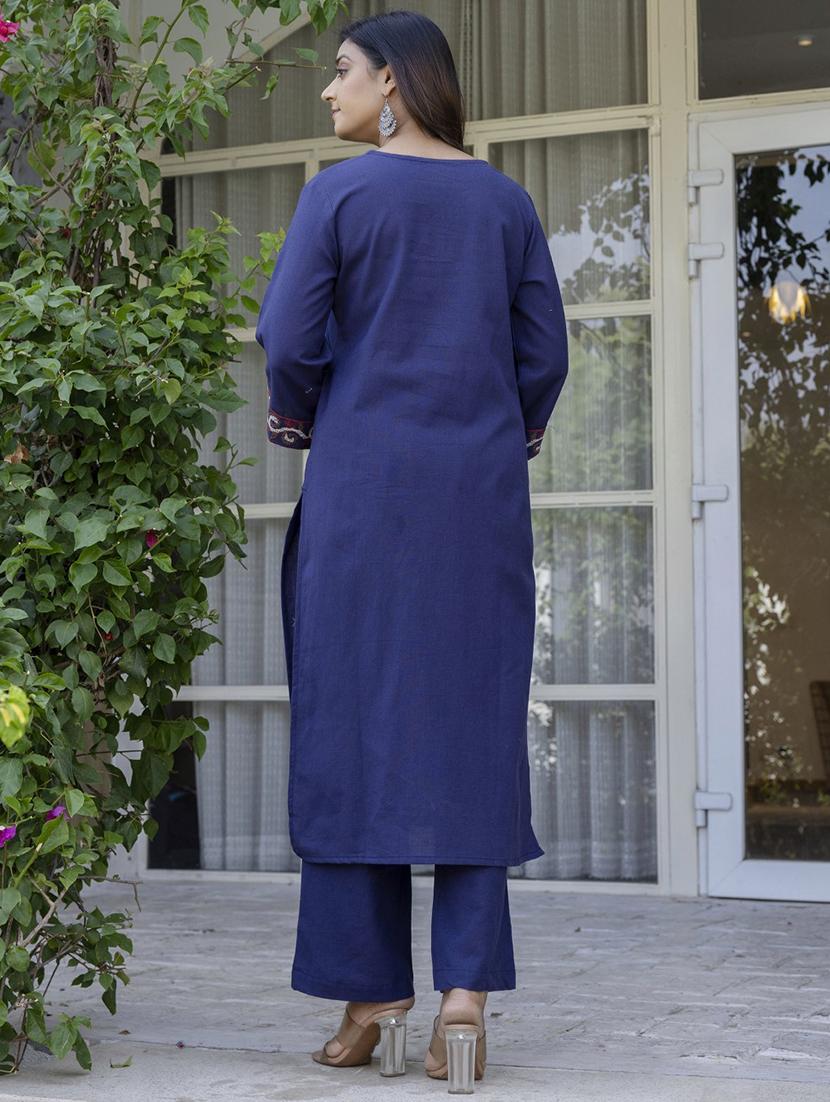 women three quarter sleeve kurta pant with dupatta set - 21969701 - Standard Image - 2