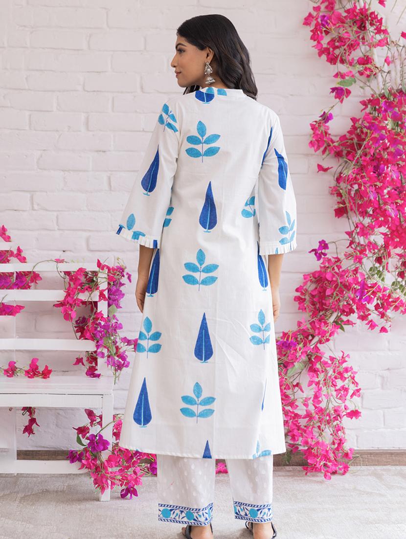 women printed three quarter sleeve kurta pant set - 21969728 - Standard Image - 2