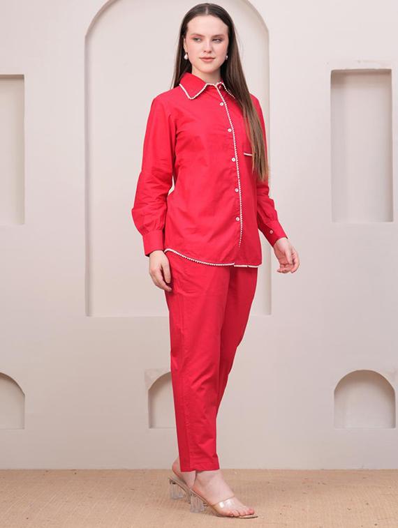 women red long sleeve ethnic co-ord set - 21969763 - Standard Image - 2