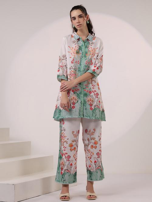 women three quarter sleeve ethnic co-ord set - 21969780 - Standard Image - 0