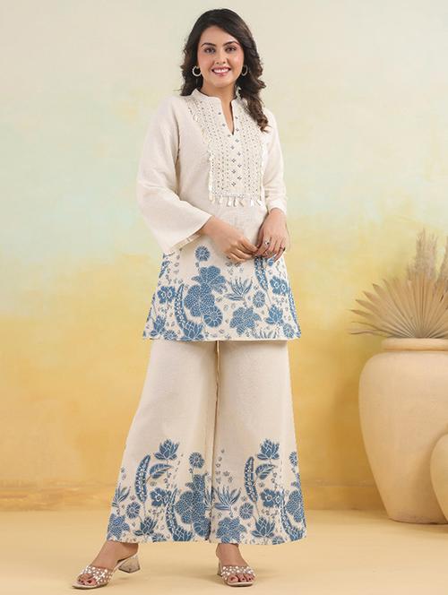 women floral long sleeve ethnic co-ord set - 21969784 - Standard Image - 0