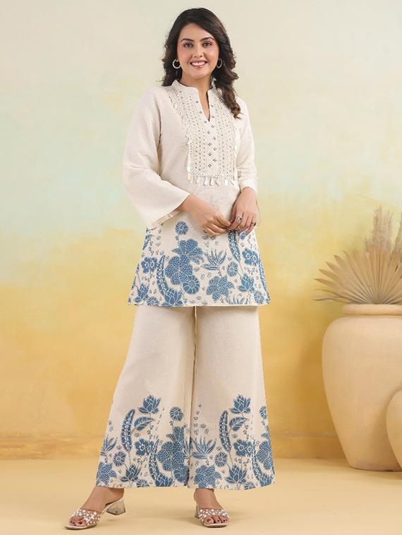 women floral long sleeve ethnic co-ord set - 21969784 - Zoom Image - 0