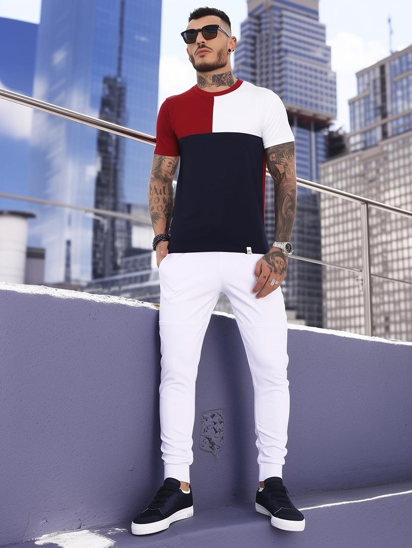 men color block short sleeve slim fit t-shirt - 21969815 - Standard Image - 2