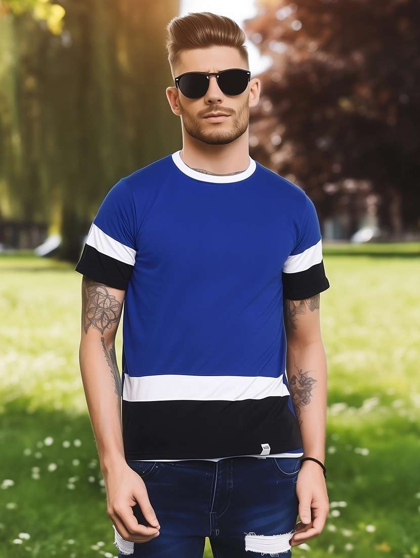 men color block short sleeve slim fit t-shirt