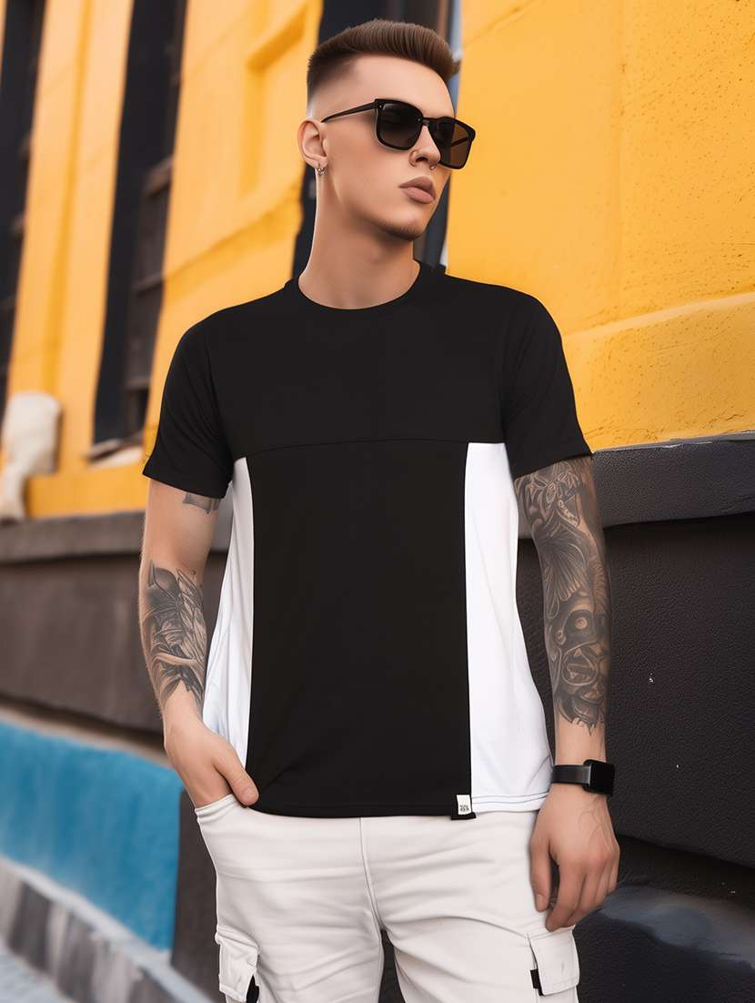 men color block short sleeve slim fit t-shirt