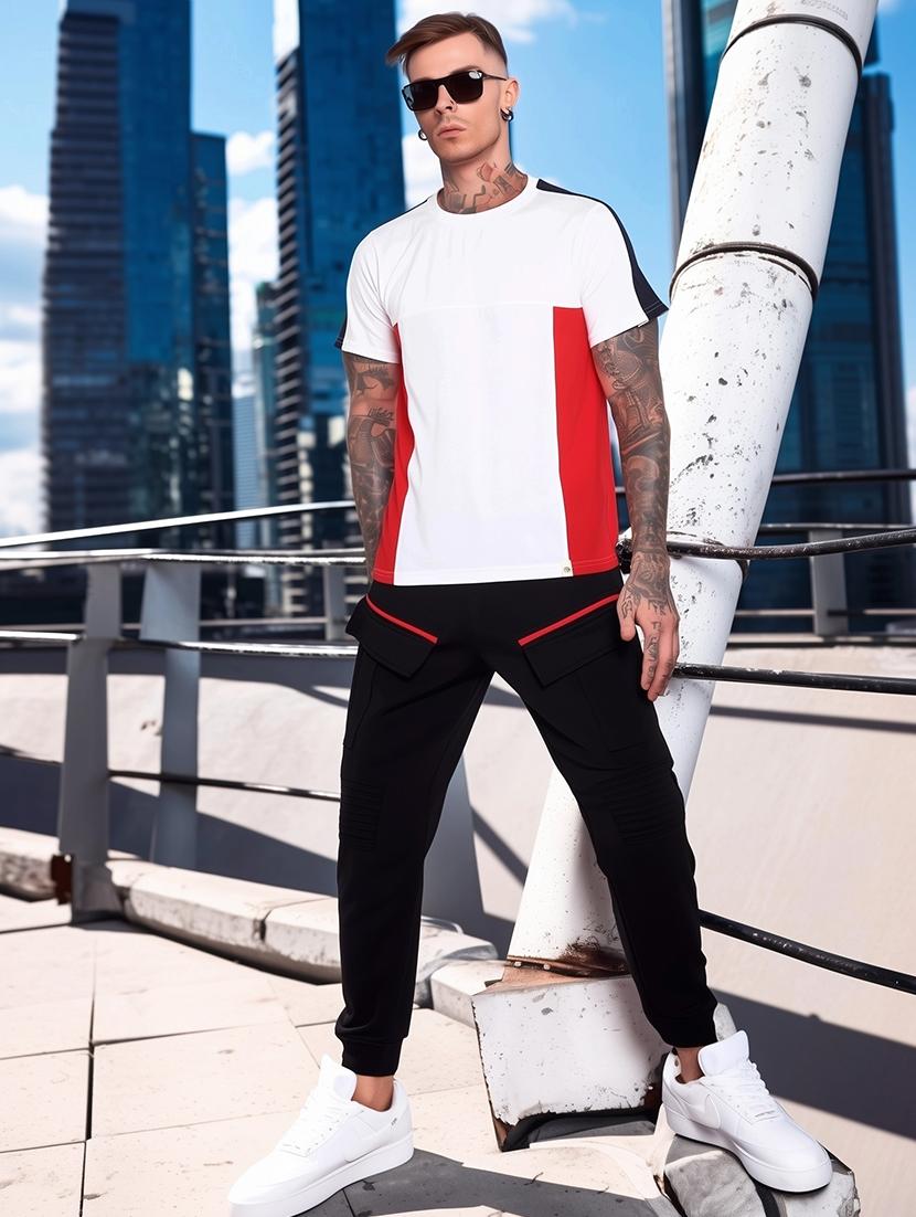 men color block short sleeve slim fit t-shirt - 21969820 - Standard Image - 2