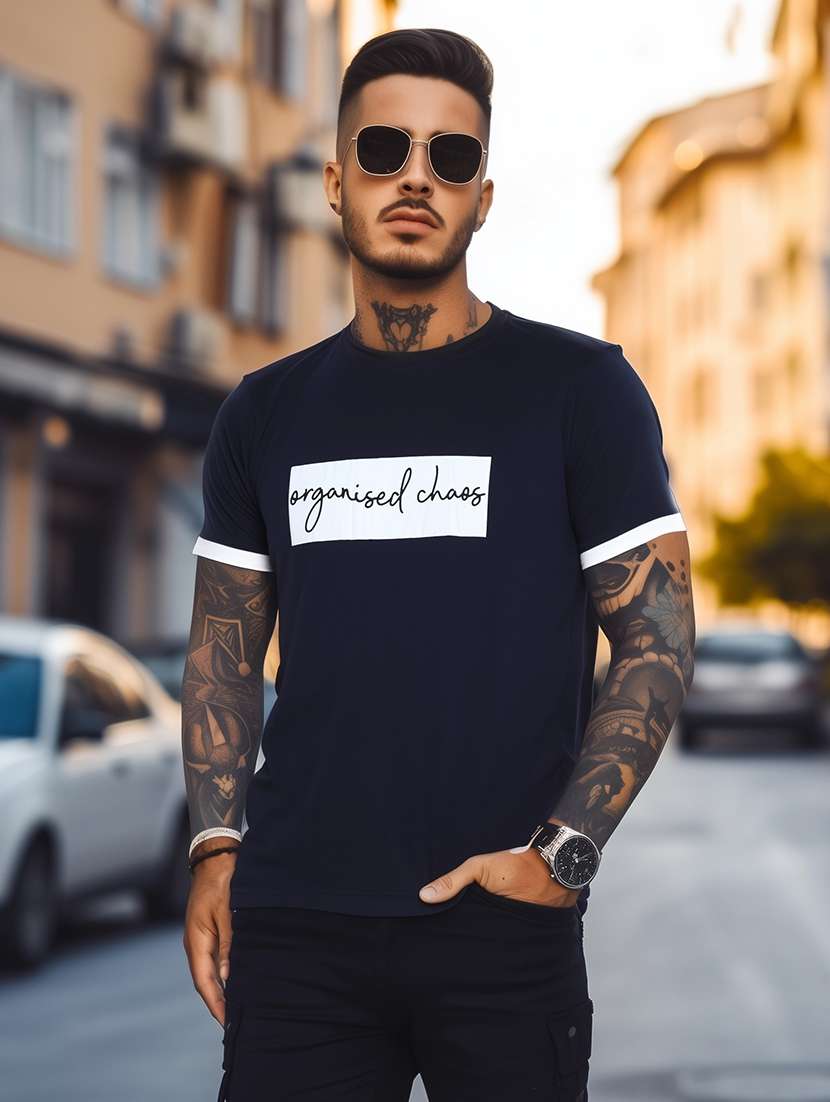 men chest print short sleeve regular fit t-shirt
