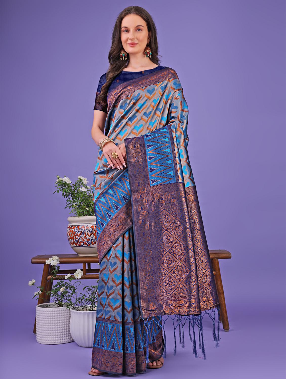 women self design banarasi saree with blouse - 21969840 - Zoom Image - 0