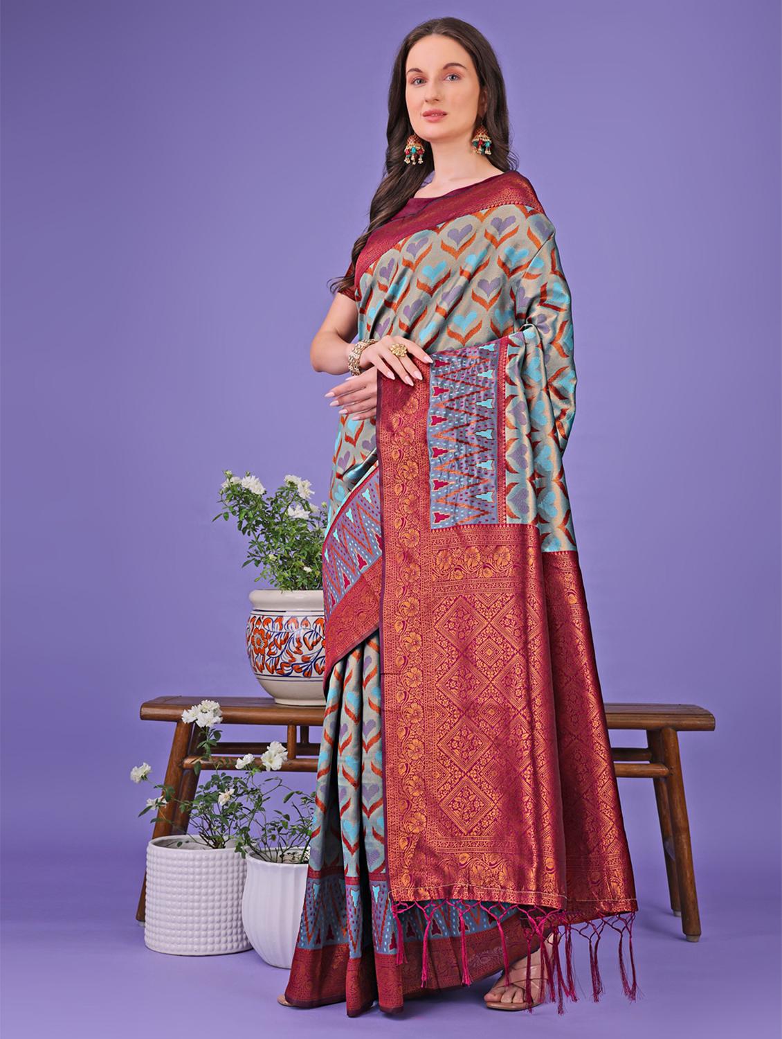 women self design banarasi saree with blouse - 21969841 - Standard Image - 2