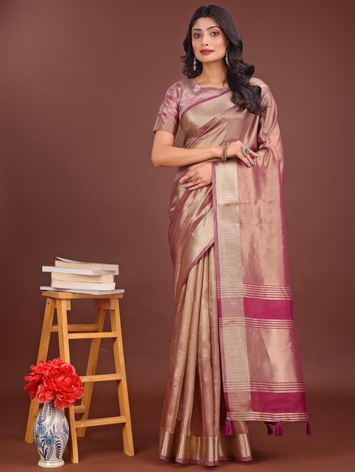women solid with bordered saree with blouse - 21969863 -  Standard Image - 0