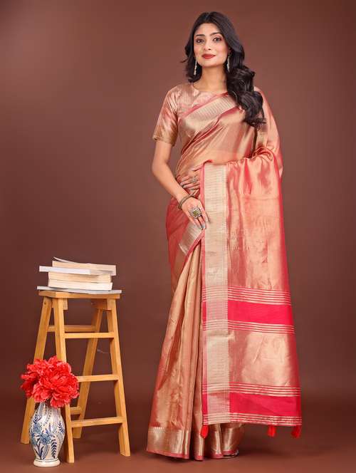 women solid with bordered saree with blouse - 21969864 - Standard Image - 0