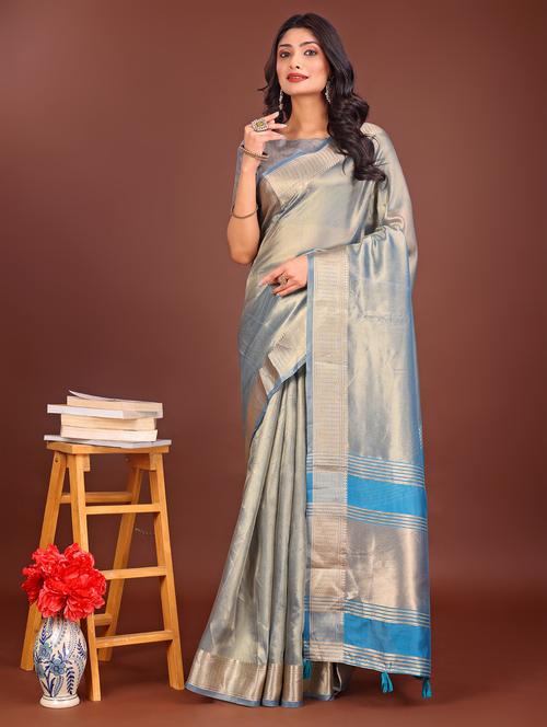 women solid with bordered saree with blouse - 21969865 -  Standard Image - 0