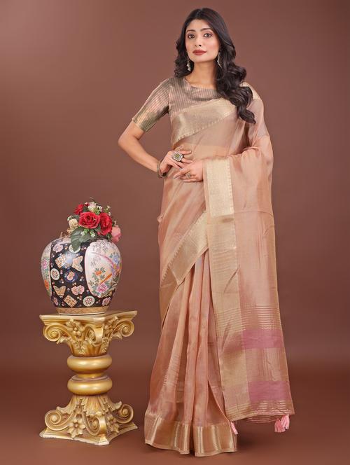 women solid with bordered saree with blouse - 21969899 -  Standard Image - 0