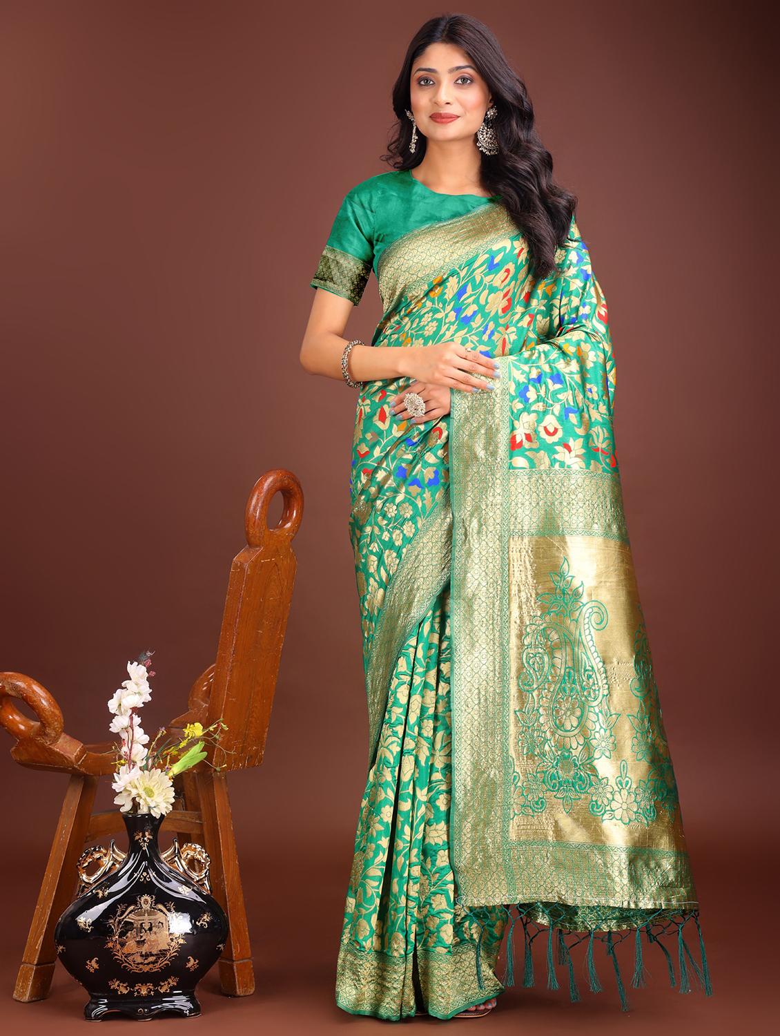women self design banarasi saree with blouse - 21969929 - Zoom Image - 0