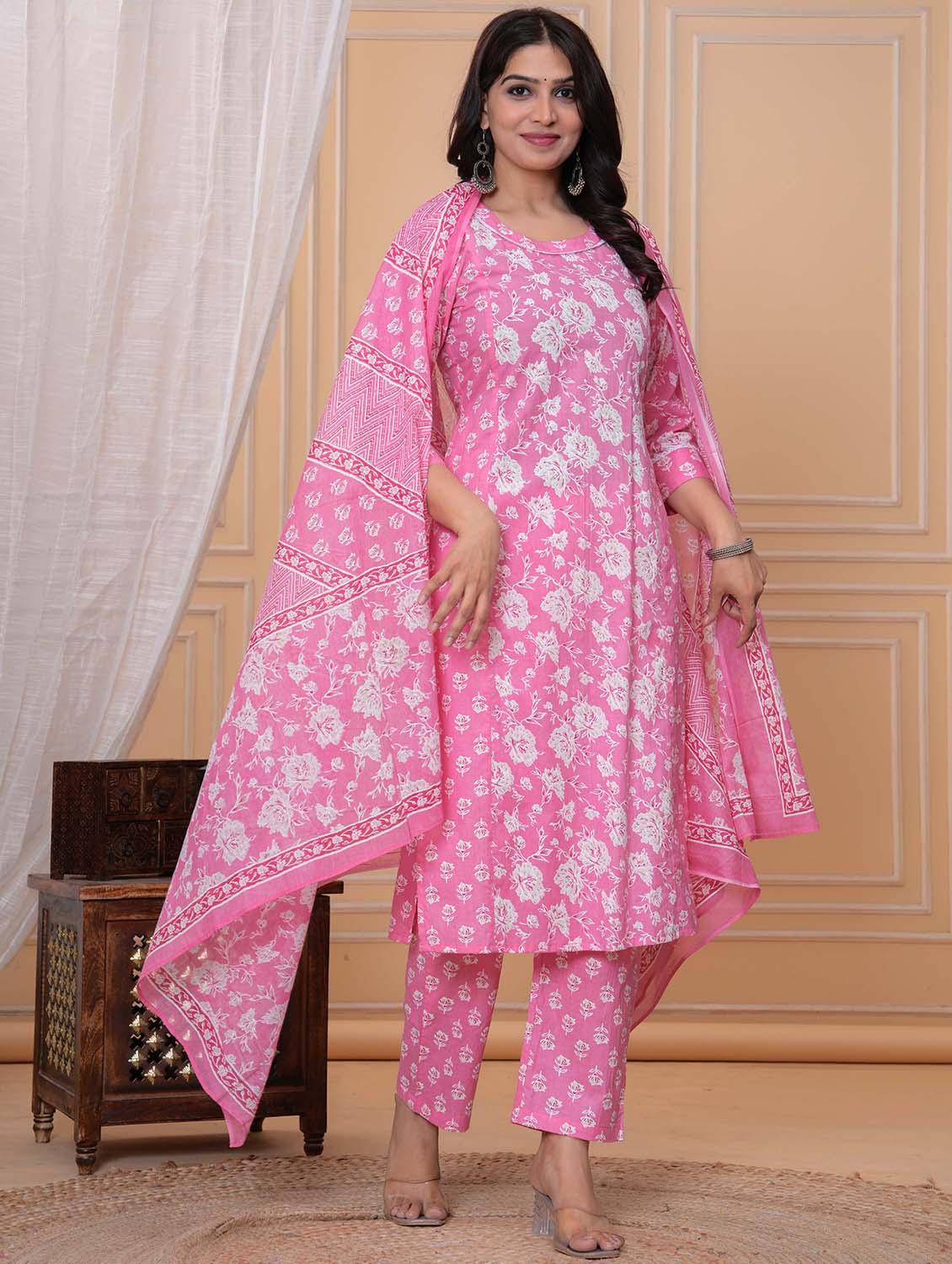 women three quarter sleeve kurta pant with dupatta set - 21969978 - Standard Image - 2