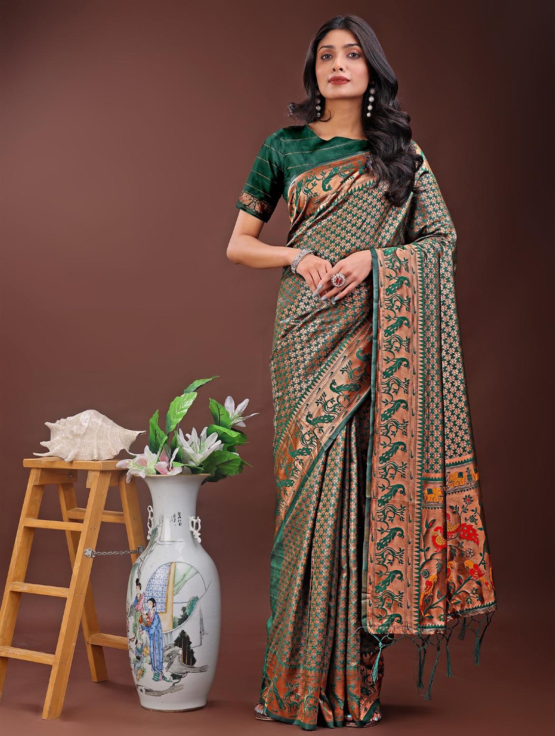 women self design paithani saree with blouse - 21969987 -  Zoom Image - 0