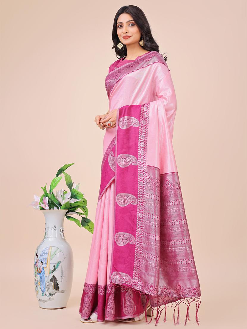 women solid with bordered saree with blouse - 21970000 - Standard Image - 2