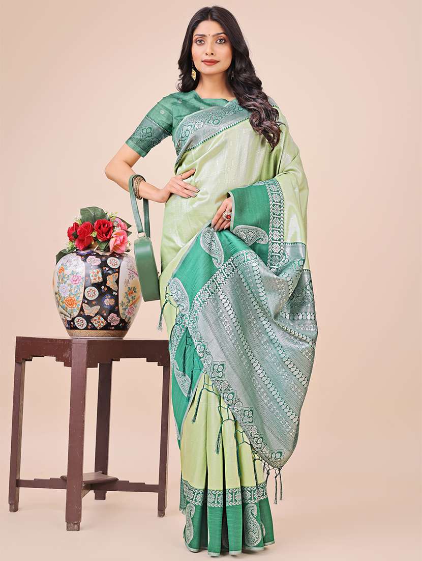women solid with bordered saree with blouse - 21970005 -  Standard Image - 2