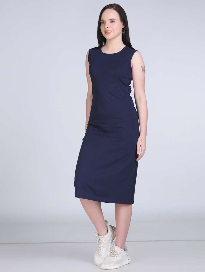 women solid sleeveless bodycon dress - 21970027 - Standard Image - 2