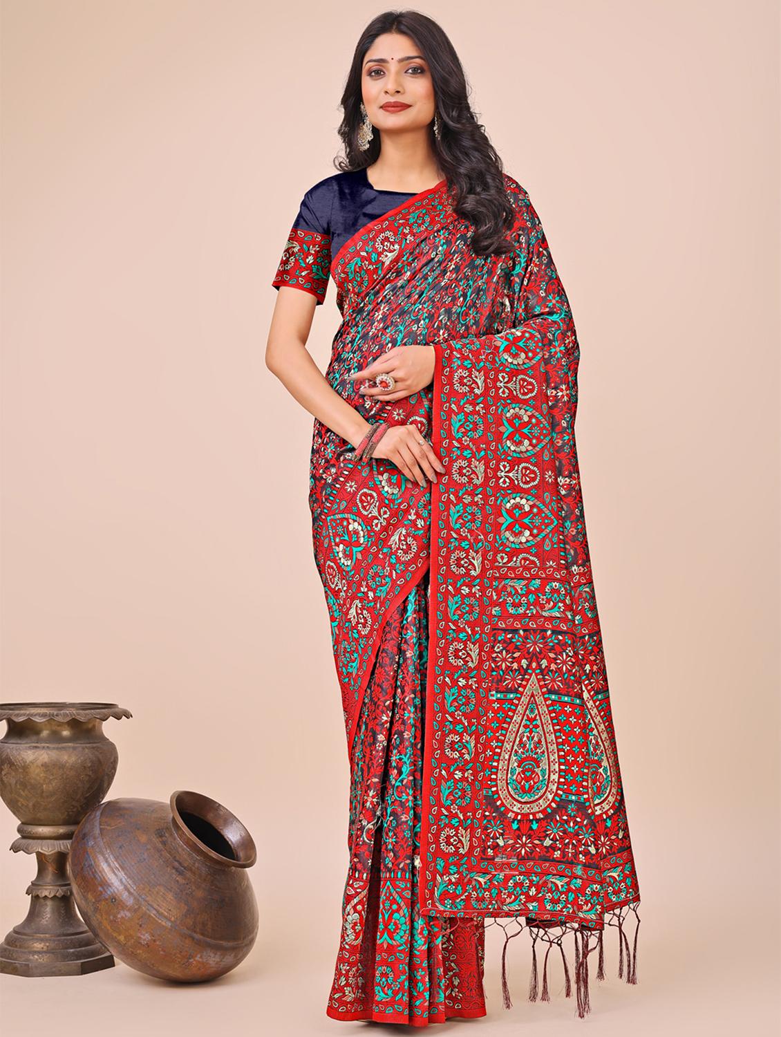 women paisley assam silk saree with blouse - 21970112 -  Zoom Image - 0