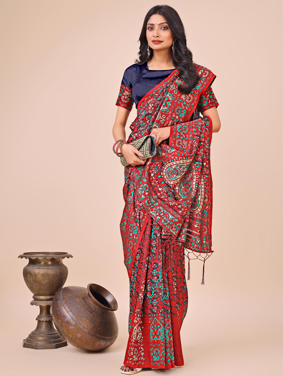 women paisley assam silk saree with blouse - 21970112 - Standard Image - 2