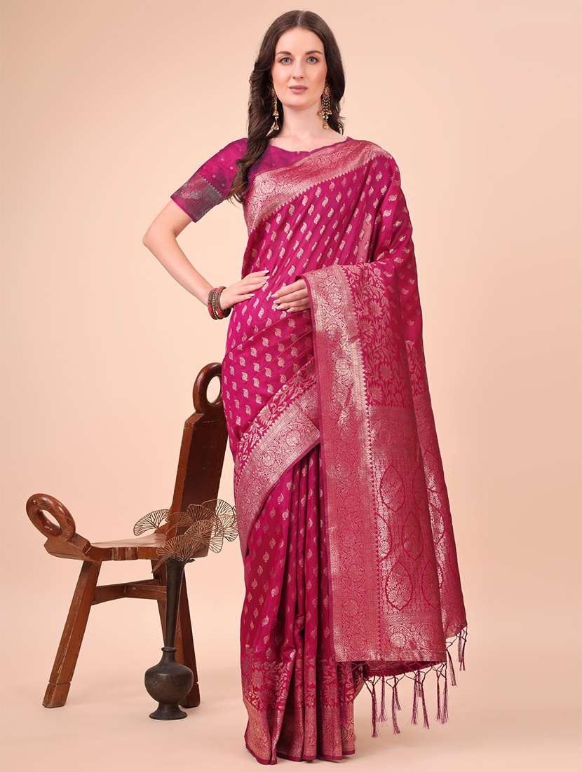 women self design banarasi saree with blouse