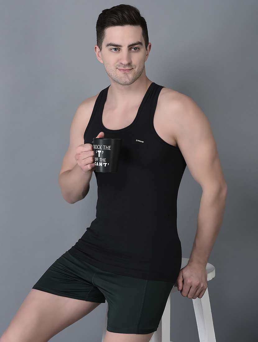 men pack of 3 solid scoop neck vest - 21970332 -  Standard Image - 2