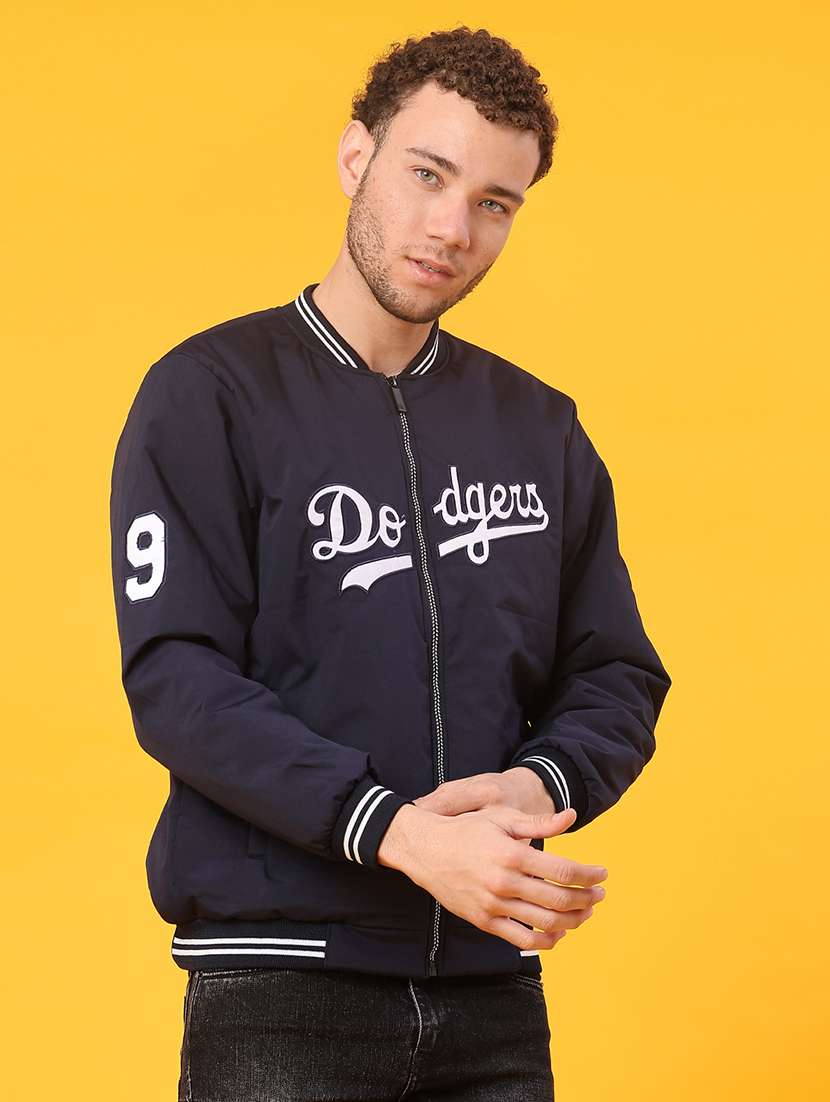 men typographic long sleeve regular fit bomber jacket - 21970523 -  Standard Image - 2