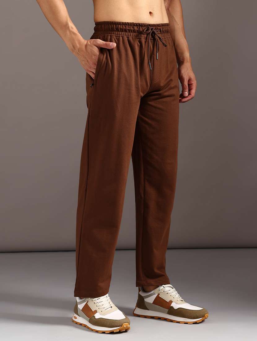 men solid mid rise full length track pant - 21970528 -  Standard Image - 2