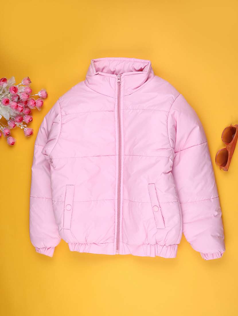 girls solid long sleeves quilted jacket