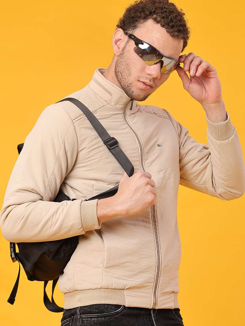 men solid long sleeve lightweight bomber jacket