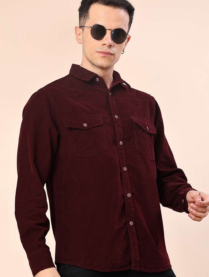 men solid collared long sleeve shacket - 21970625 -  Standard Image - 2